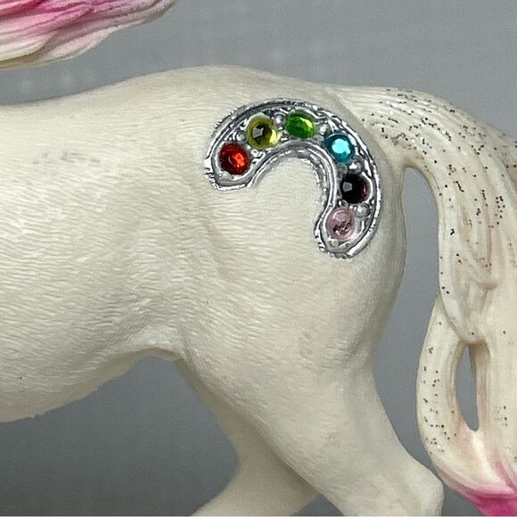 Set Of 3 Schleich Unicorn Horses Roses Floral & Rainbow With Jewels - Picture 9 of 15